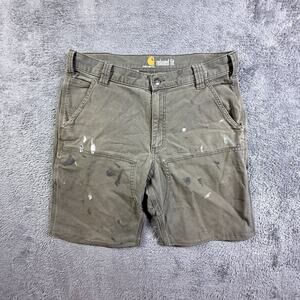 Carhartt Relaxed Fit Canvas Work Shorts Mens 33 Paint Splatter Utility